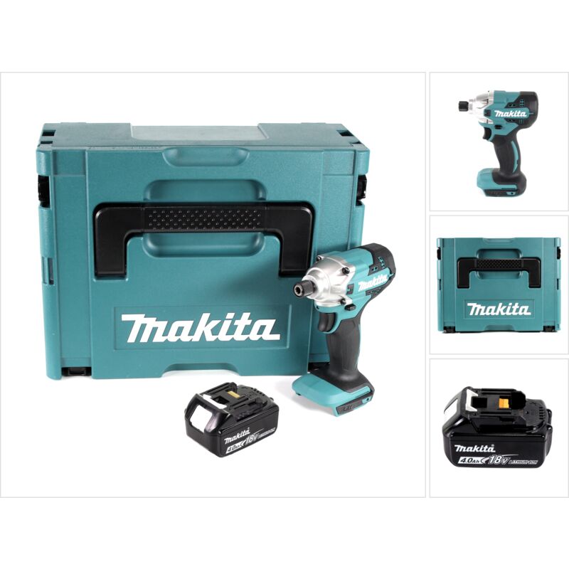 foto del prodotto makita avvitatore a impulsi a batteria dtd 156 m1j 18v 155nm 1x batteria 4,0ah makpac senza caricabatterie