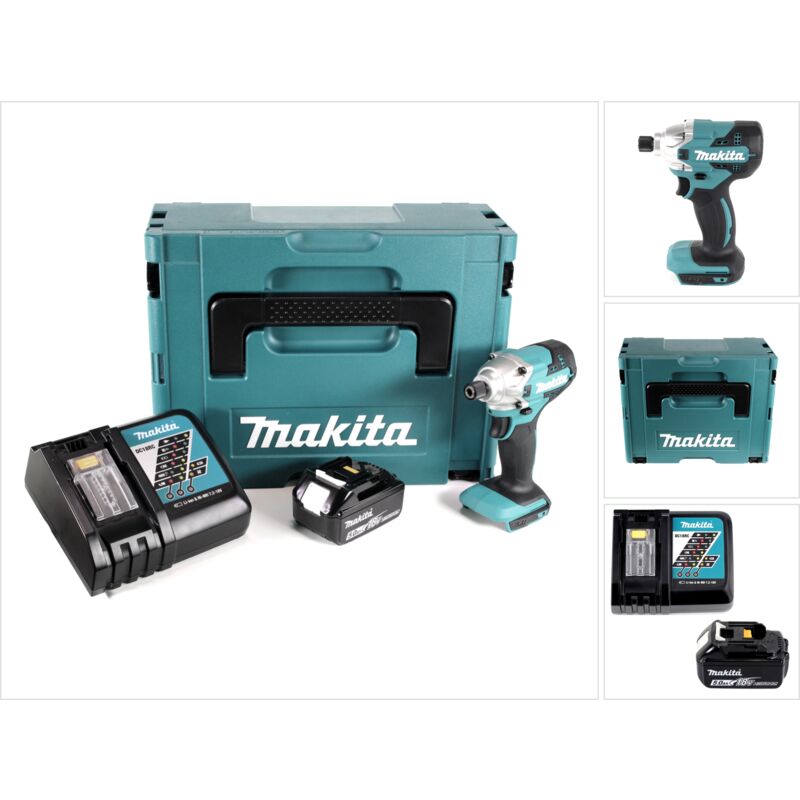 foto del prodotto makita avvitatore a impulsi a batteria dtd 156 rt1j 18v 155nm 1x batteria ricaricabile 5.0ah caricabatterie makpac