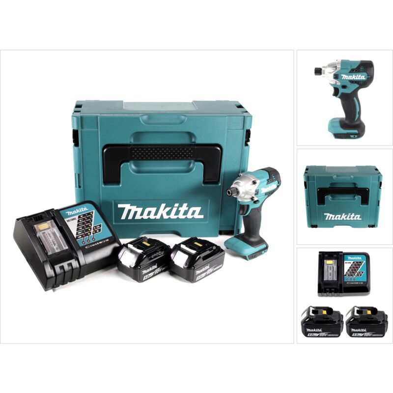 foto del prodotto makita avvitatore a impulsi a batteria dtd 156 rtj 18v 155nm 2x batteria ricaricabile 5.0ah caricabatterie makpac