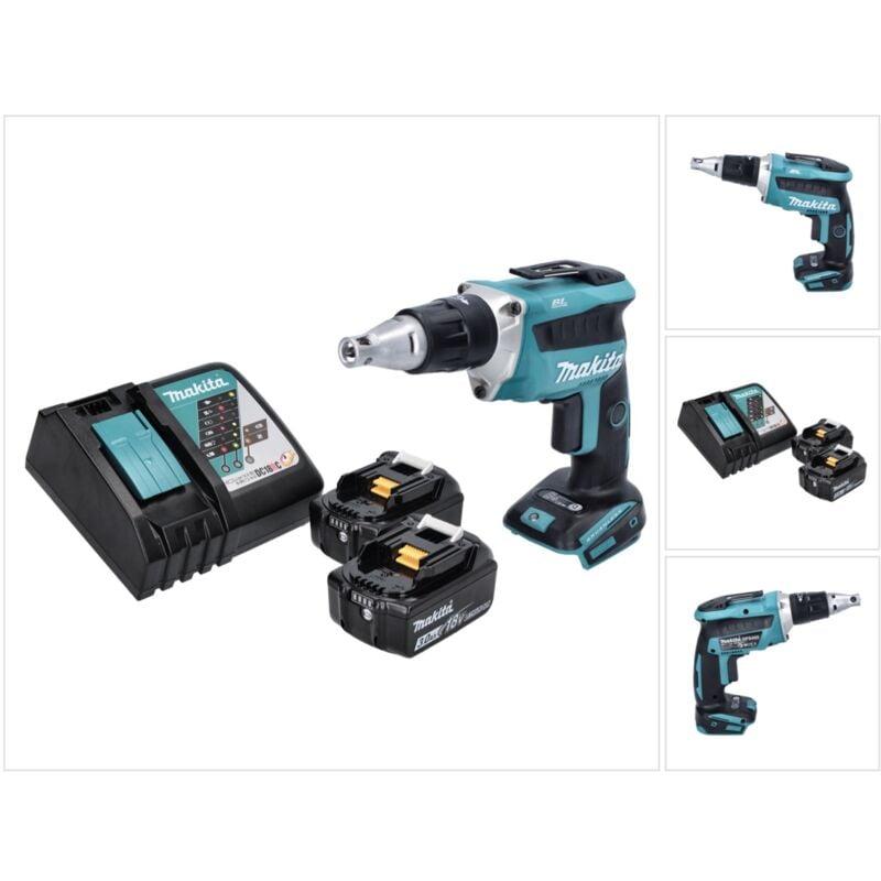 foto del prodotto makita avvitatore a secco senza fili dfs 452 rf 18 v brushless 2 batterie da 3,0 ah caricabatterie