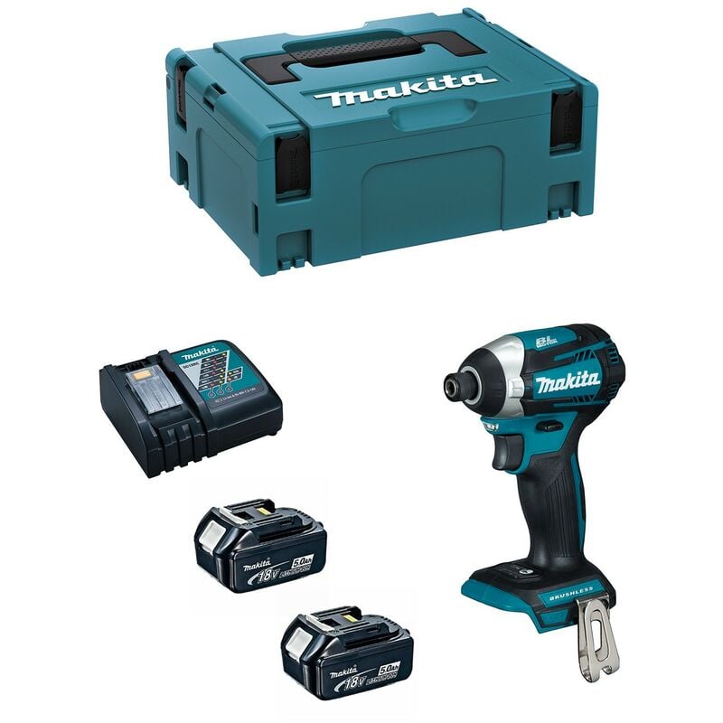 foto del prodotto makita avvitatore ad impulsi dtd154rtj 2 x 5,0 ah dc18rc makpac 2 