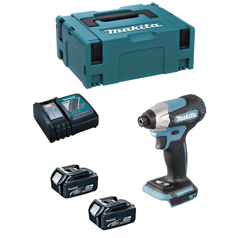 foto del prodotto makita avvitatore ad impulsi dtd157rtj 2 x 5,0 ah dc18rc makpac 2 