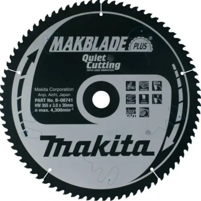 foto del prodotto makita b 08822 makblade plus lama tct silenziata per seghe da banco 200x30 per legno