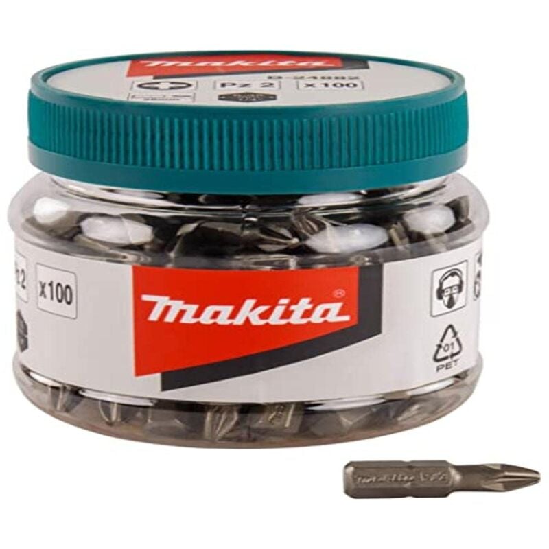 foto del prodotto makita b 24882 bote de 100 puntas pozidrive a granel pz2 x 25 mm