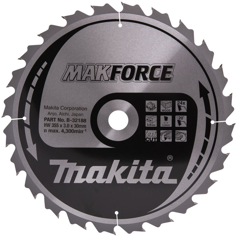 foto del prodotto makita b 32188 lama sega circolare makforce t.c.t 355 x 30 mm 24t legno