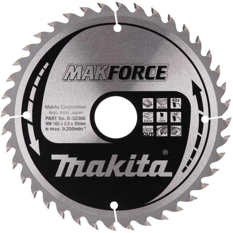 foto del prodotto makita b 32306 lama sega circolare makforce t.c.t. 165x30mm 40t legno