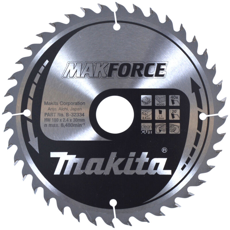foto del prodotto makita b 32334 lama sega circolare makforce t.c.t. 180x30mm 40t legno