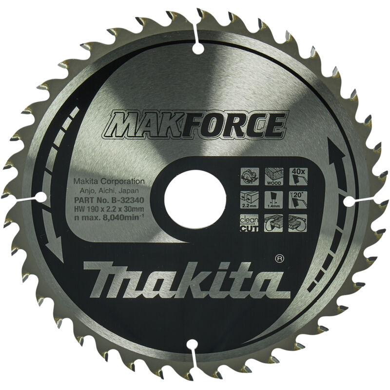 foto del prodotto makita b 32340 lama sega circolare makforce t.c.t. 190x30mm 40t legno