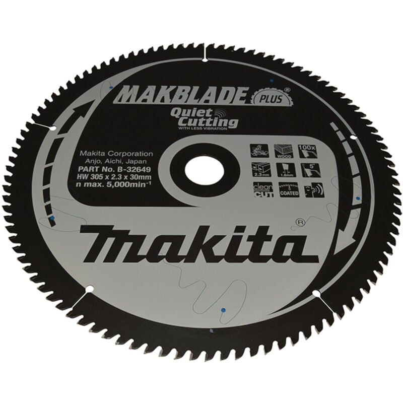 foto del prodotto makita b 32649 makblade plus lama tct silenziata per troncatrici 305x30 per legno