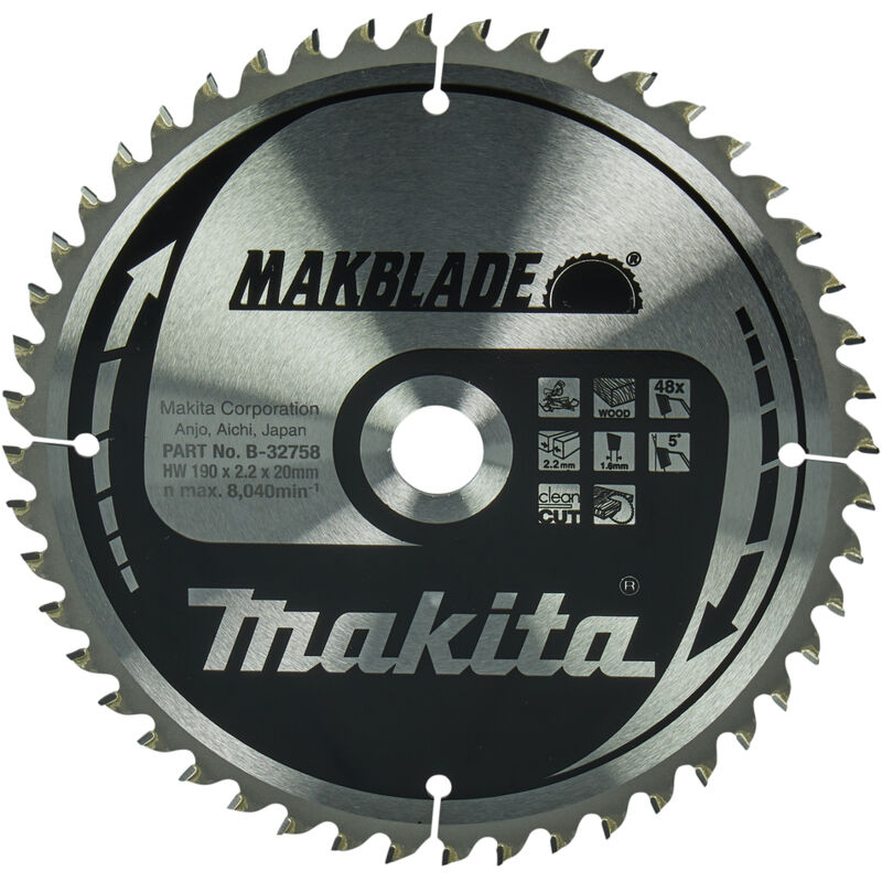 foto del prodotto makita b 32758 lama sega circolare t.c.t. 190x20mm 48t legno