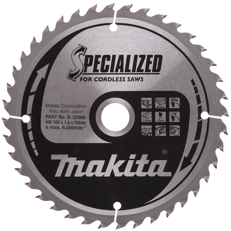 foto del prodotto makita b 32960 lama sega circolare specialized t.c.t. 165x20mm 40t legno