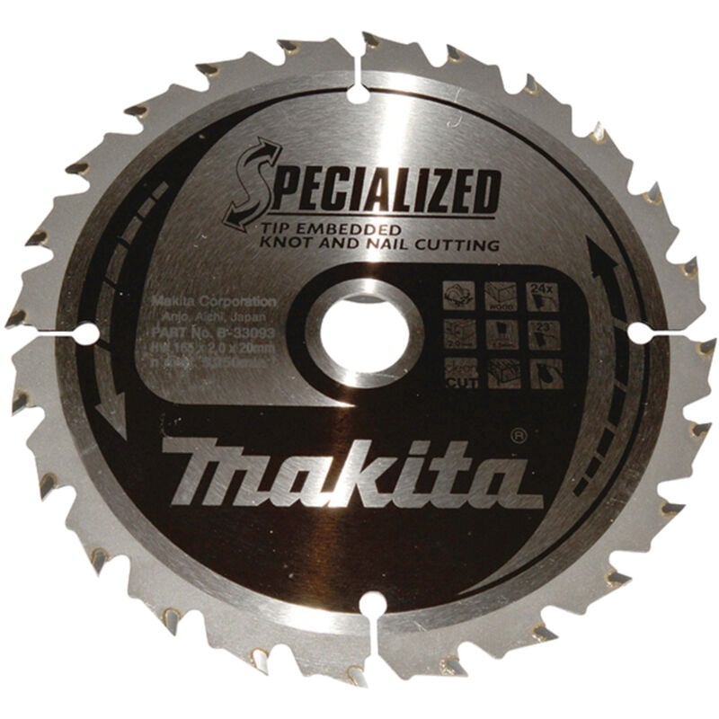 foto del prodotto makita b 33093 lama sega circolare t.c.t. 165x20mm 24t legno chiodato