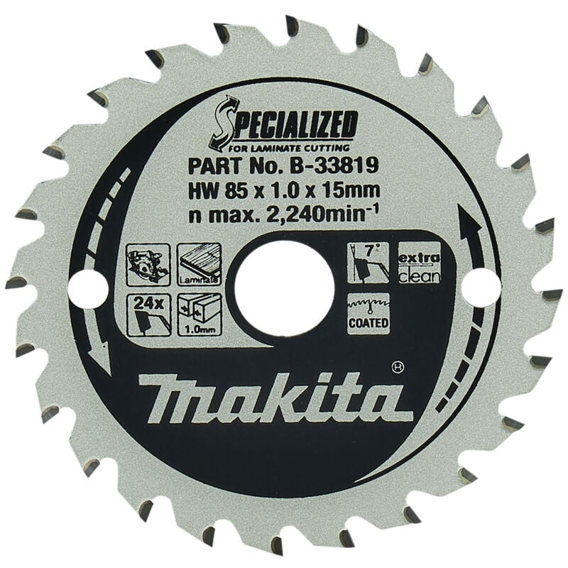 foto del prodotto makita b 33819 lama sega circolare specialized t.c.t. 85x15mm 24t laminato