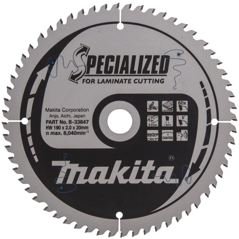 foto del prodotto makita b 33847 specialized lama per taglio di mdf e laminati 190x20 mm