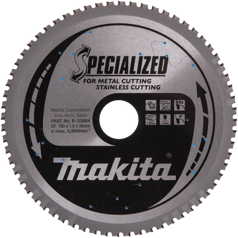 foto del prodotto makita b 33984 lama sega circolare specialized t.c.t.185x30 64t metallo