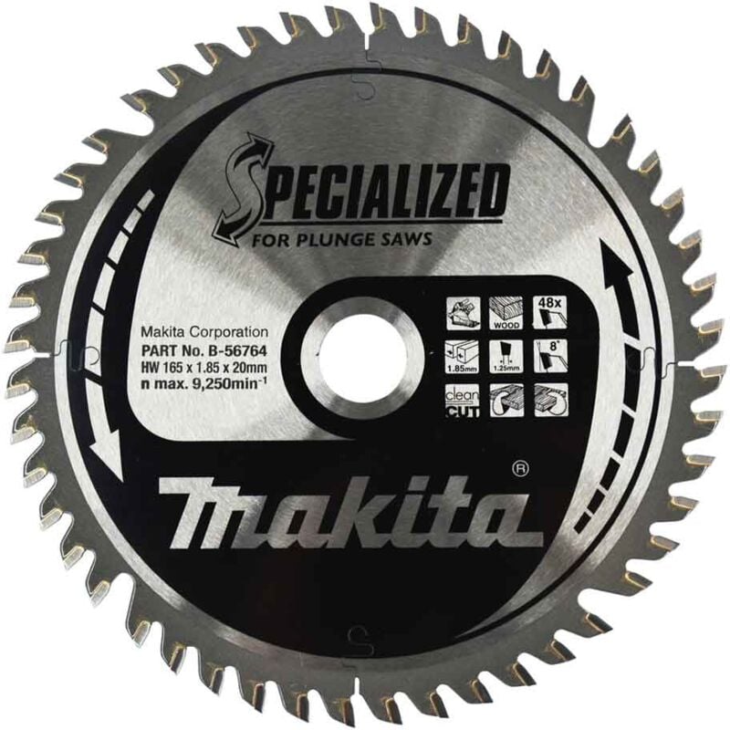 foto del prodotto makita b 56764 lama specialized t.c.t. 165x20mm 48t per legno
