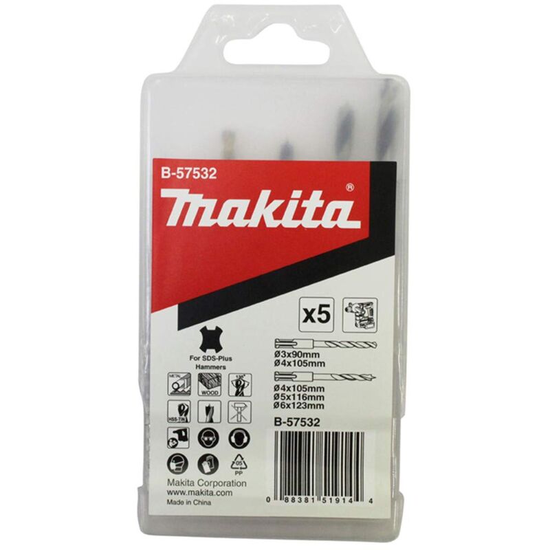 foto del prodotto makita b 57532 5 pezzi sds plus drill bits