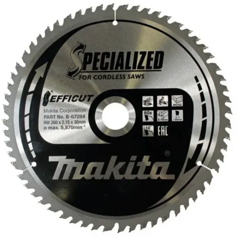 foto del prodotto makita b 67284 efficut lama per troncatrice 260x30 mm per legno