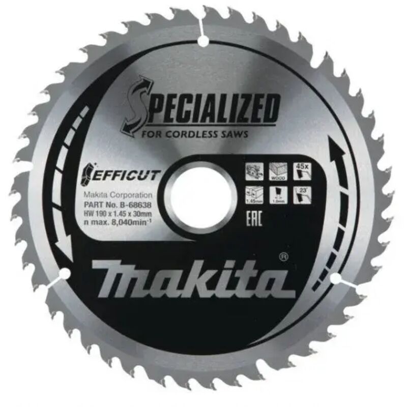 foto del prodotto makita b 68638 efficut lama tct per seghe circolari 190x30 mm per legno