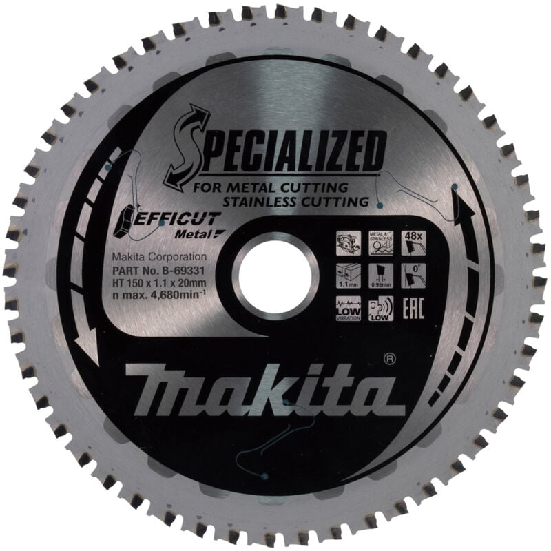 foto del prodotto makita b 69331 lama efficut tct sega circolare 150x20mm 48 denti 1,1mm metallo