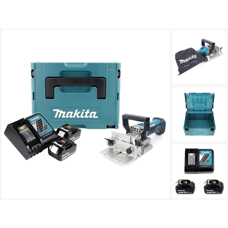 foto del prodotto makita bpj 180 rfj fresatrice lamellare a batteria 18v 2x batterie 3,0ah caricabatterie valigetta makpac