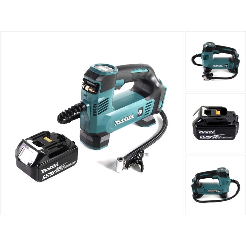 foto del prodotto makita compressore a batteria dmp 180 t1 18 v 8,3 bar 1 batteria da 5,0 ah senza caricabatterie