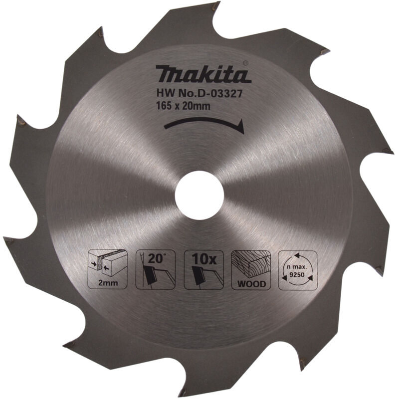 foto del prodotto makita d 03327 lama sega circolare standard t.c.t. 165x20mm 10t legno
