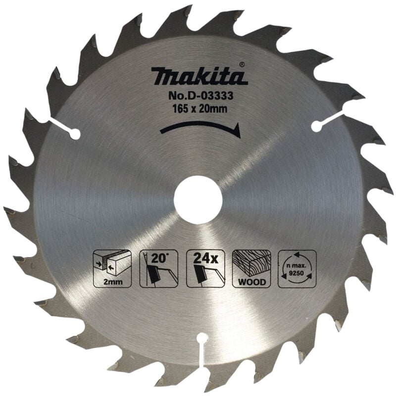foto del prodotto makita d 03333 lama sega circolare standard t.c.t. 165x20mm 24t legno