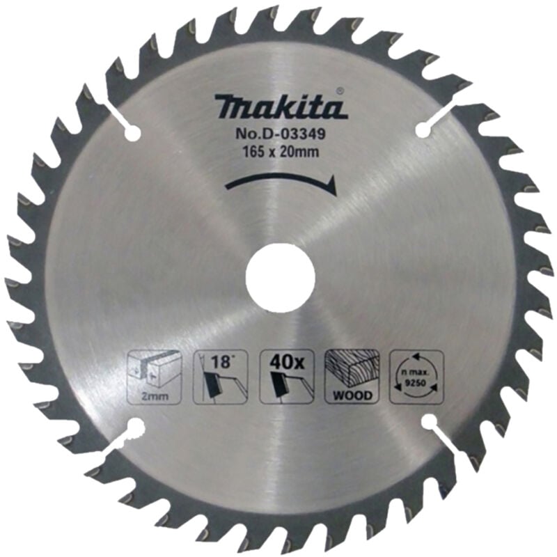 foto del prodotto makita d 03349 lama sega circolare standard t.c.t. 165x20mm 40t legno