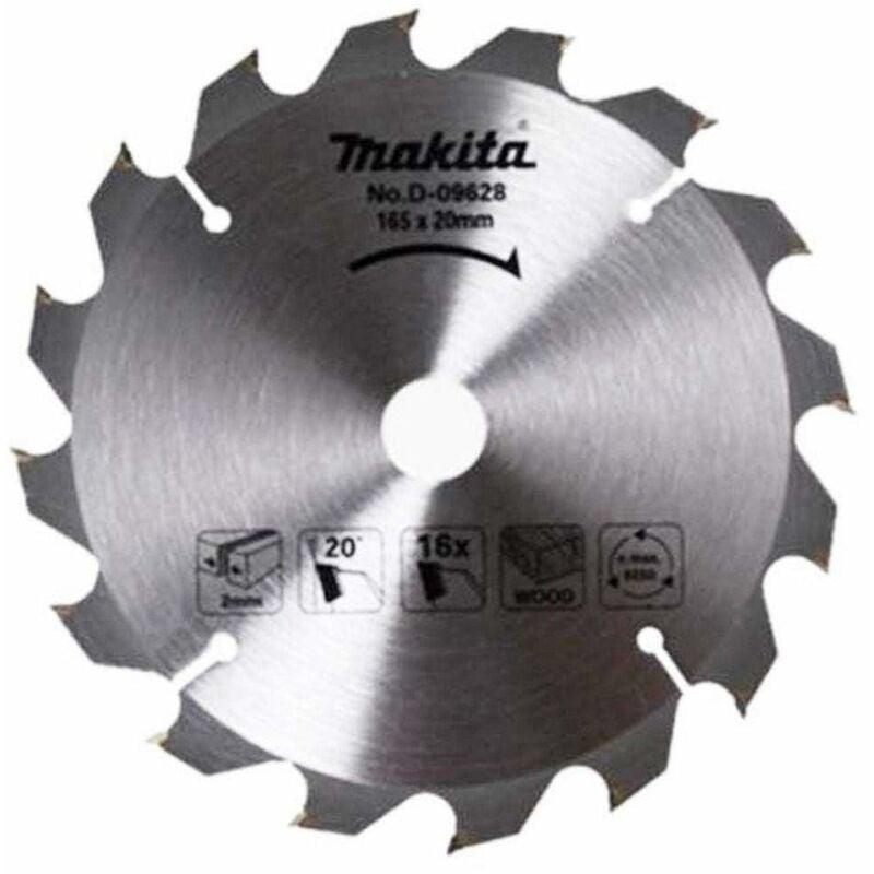 foto del prodotto makita d 09628 lama sega circolare standard t.c.t. 165x20mm 16t legno