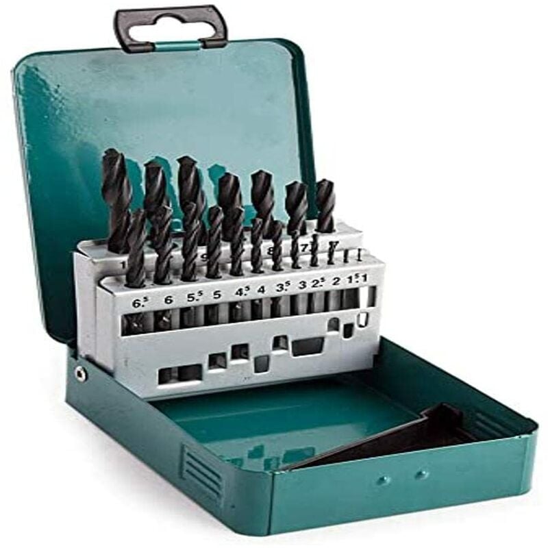 foto del prodotto makita d 54081 set di punte in acciaio hss, 19 pezzi, multicolore