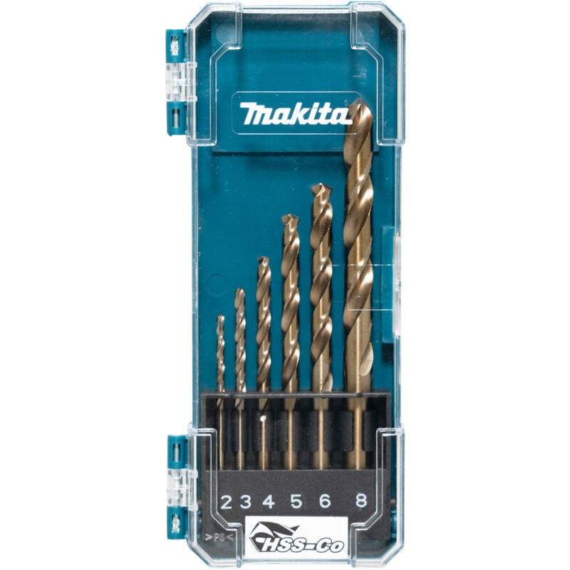 foto del prodotto makita d 75758 set 6 punte metallo hss lega cobalto 2,0 3,0 4,0 5,0 6,0 8,0 mm