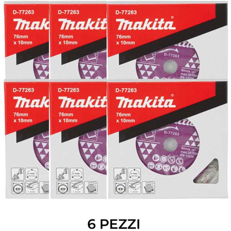 foto del prodotto makita d 77263 disco da taglio diamantato per piastrelle 76x1,4x10mm