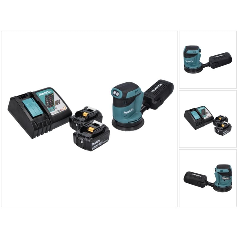 foto del prodotto makita dbo 180 rf 18 v levigatrice eccentrica a batteria da 125 mm 2 batterie da 3,0 ah caricabatterie