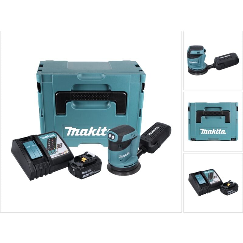 foto del prodotto makita dbo 180 rf1j levigatrice orbitale a batteria 18v 1x batteria 3,0ah caricabatterie valigetta makpac
