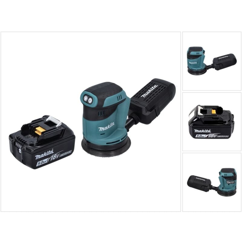foto del prodotto makita dbo 180 t1 levigatrice eccentrica a batteria 18 v 125 mm 1x batteria 5,0 ah senza caricabatteria