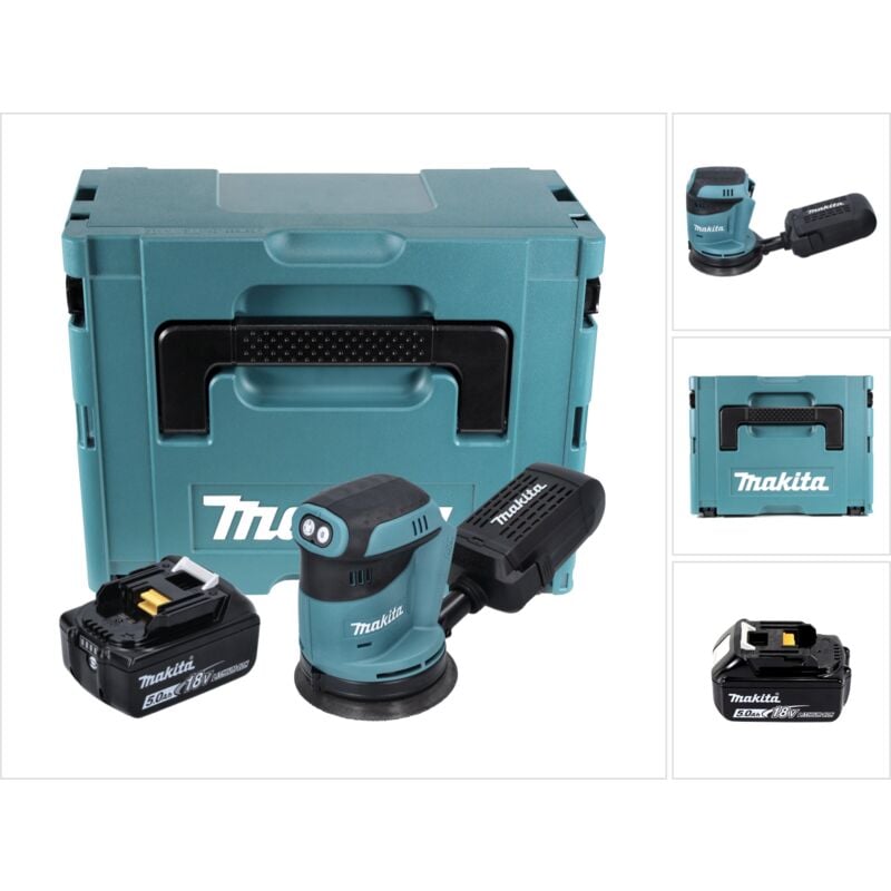 foto del prodotto makita dbo 180 t1j levigatrice orbitale a batteria 18v 1x batteria 5,0ah valigetta senza caricabatterie