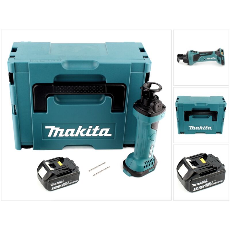 foto del prodotto makita dco 180 t1j rifilatore per cartongesso a batteria 18 v in valigetta makpac 1x batteria 5,0 ah senza caricabatterie