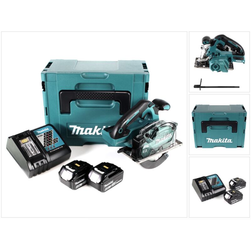 foto del prodotto makita dcs 553 rgj sega circolare a batteria per metallo 18v 150 mm brushless 2x batteria ricaricabile 6.0ah caricabatterie makpac