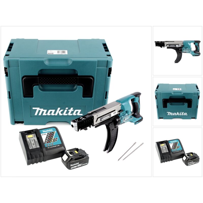 foto del prodotto makita dfr 750 rt1j avvitatore a batteria con alimentatore automatico 18v 45 75mm 1x batteria 5,0ah caricabatterie valigetta makpac
