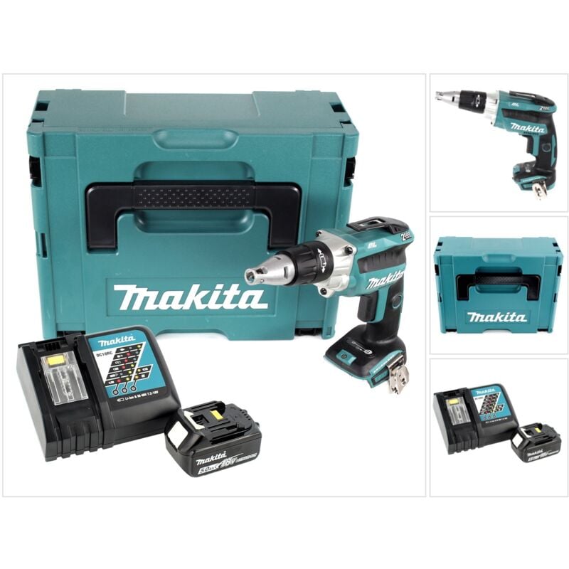 foto del prodotto makita dfs 250 rt1j avvitatore per cartongesso a batteria 18v brushless 1x batteria 5,0 ah caricabatterie valigetta makpac