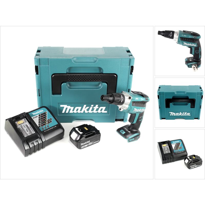 foto del prodotto makita dfs 251 rf1j 18 v avvitatore per cartongesso brushless in valigetta makpac 1x batteria bl1830 3,0 ah caricatore dc18rc