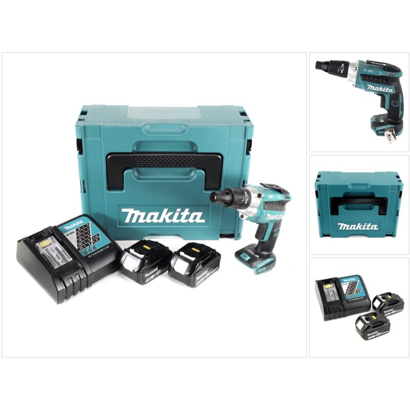 foto del prodotto makita dfs 251 rfj 18 v avvitatore per cartongesso brushless in valigetta makpac 2x batterie bl1830 3,0 ah caricatore dc18rc