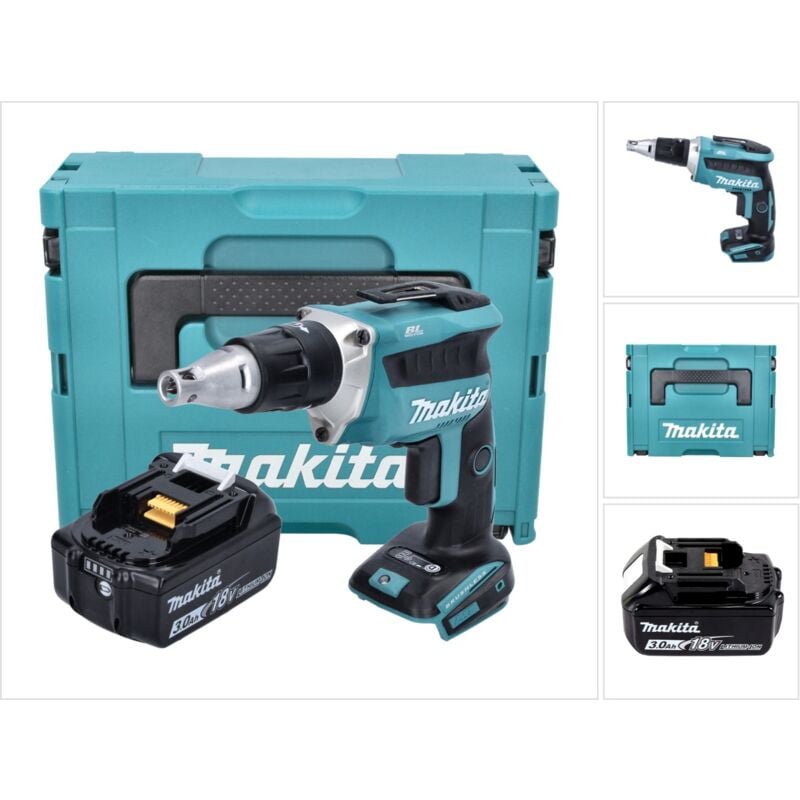 foto del prodotto makita dfs 452 f1j 18 v avvitatore a batteria senza spazzole per cartongesso 1x batteria 3,0 ah makpac senza caricabatterie