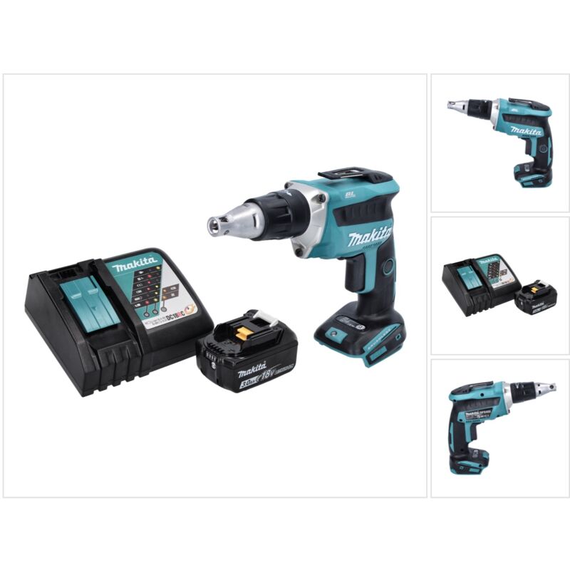 foto del prodotto makita dfs 452 rf1 18 v avvitatore a batteria senza spazzole per cartongesso 1x batteria 3,0 ah caricatore