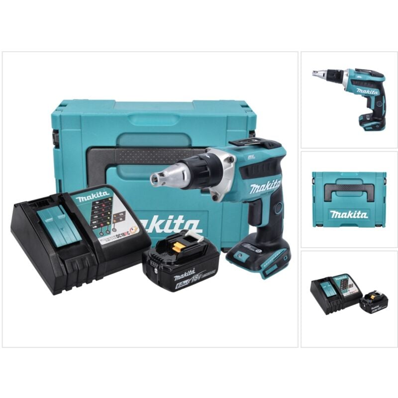 foto del prodotto makita dfs 452 rg1j 18 v avvitatore a batteria senza spazzole per cartongesso 1x batteria 6,0 ah caricatore makpac