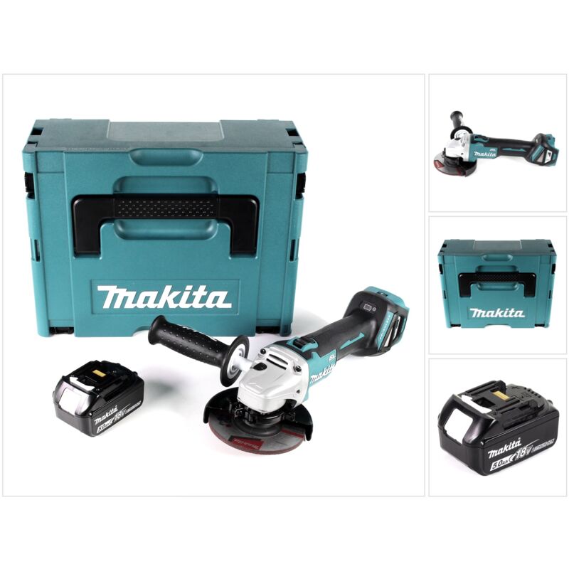 foto del prodotto makita dga 511 t1j smerigliatrice angolare a batteria 18v 125 mm 1x batteria 5,0ah valigetta makpac senza caricabatterie