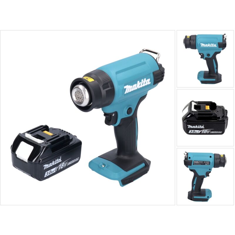 foto del prodotto makita dhg 180 f1 pistola ad aria calda a batteria 550 c 18v 1x batteria 3,0 ah senza caricabatterie