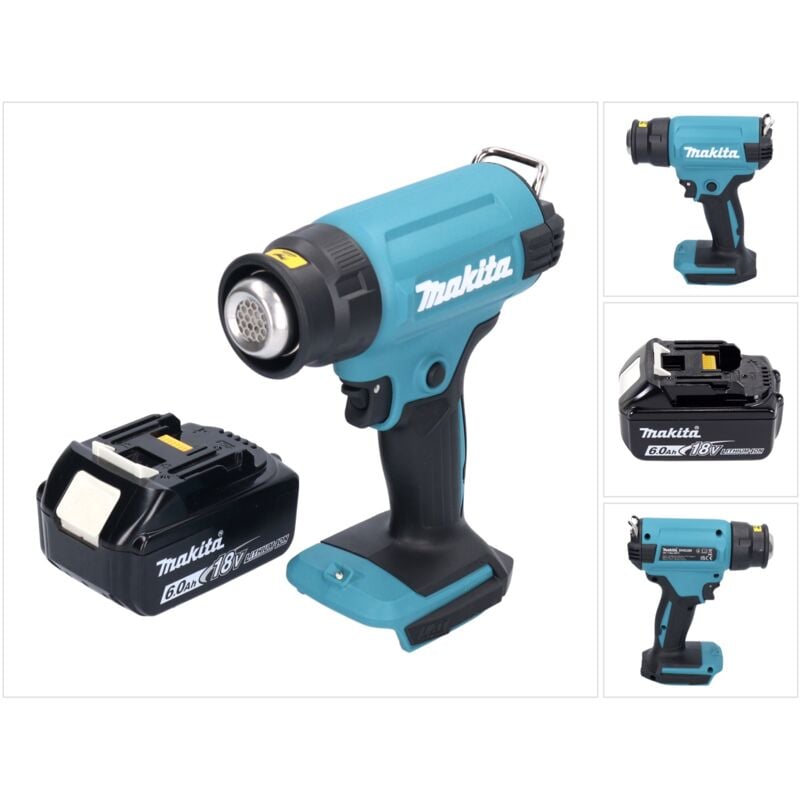 foto del prodotto makita dhg 180 g1 pistola ad aria calda a batteria 550 c 18v 1x batteria 6.0ah senza caricabatterie