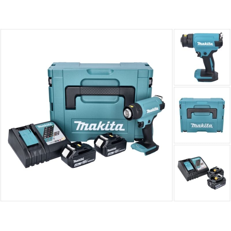 foto del prodotto makita - dhg 180 rmj 18 v 550 c pistola ad aria calda a batteria + 2x batteria ricaricabile 4,0 ah + caricabatterie + makpac